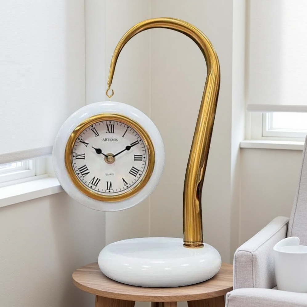 ساعت-رومیزی-آرتمیس-مدل-1010-سفید-طلایی