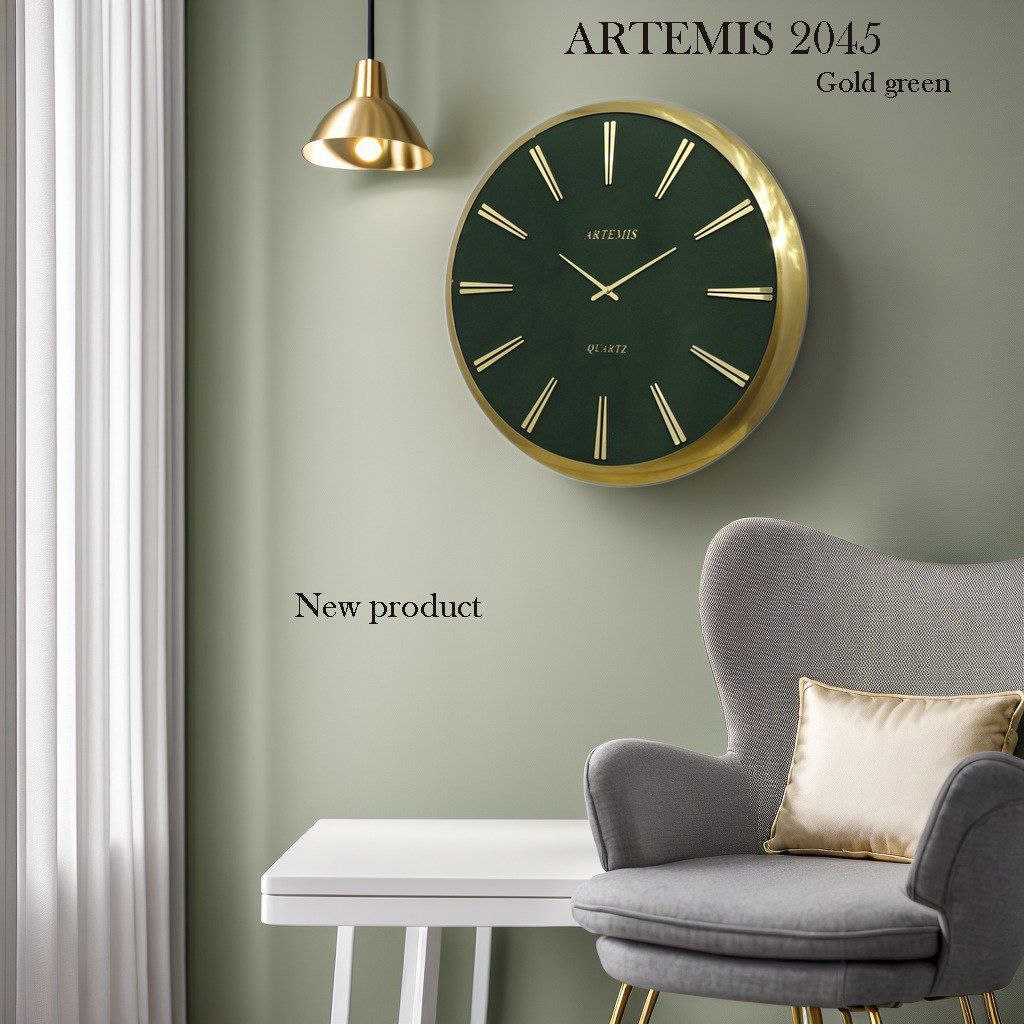 ساعت-دیواری-آرتمیس-مدل-2045-گلد-صفحه-سبز-سایز-A
