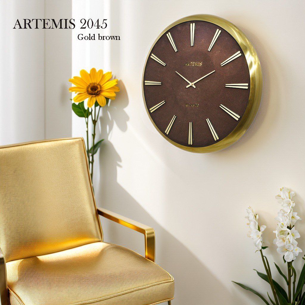ساعت-دیواری-آرتمیس-مدل-2045-گلد-صفحه-قهوه-ای-سایز-A