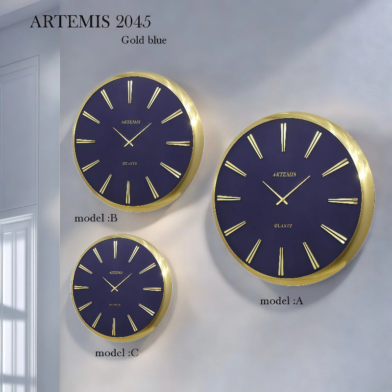 ساعت-دیواری-آرتمیس-مدل-2045-گلد-صفحه-آبی-سایز-A