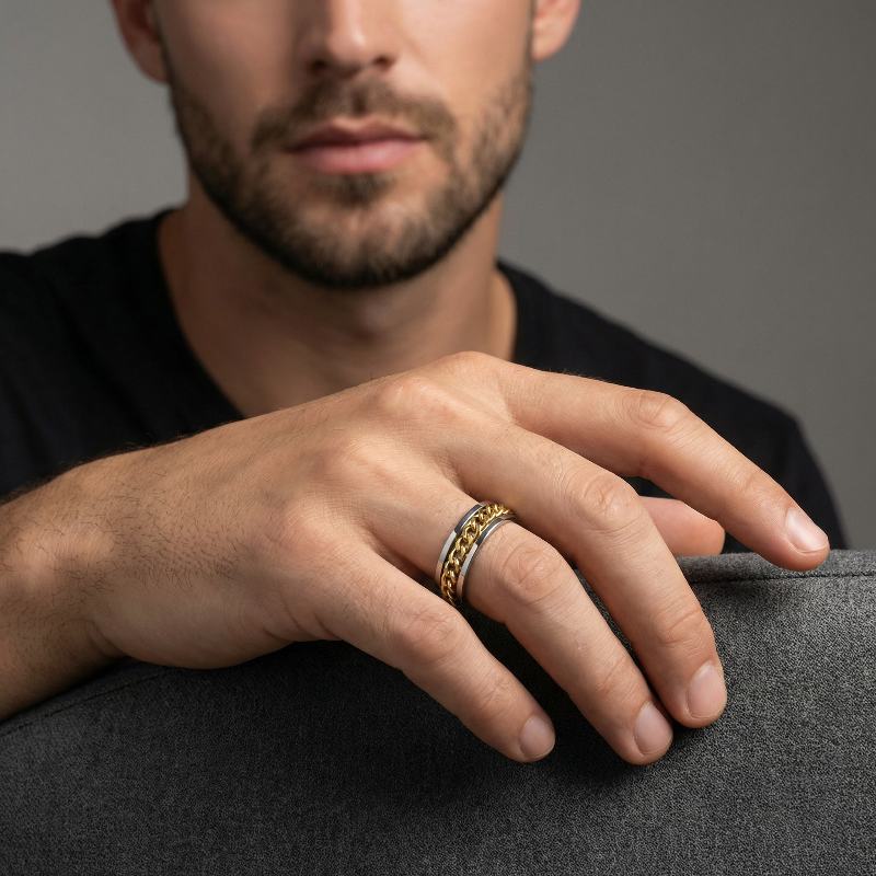 انگشتر-استیل-مردانه-کارتیر-طلایی