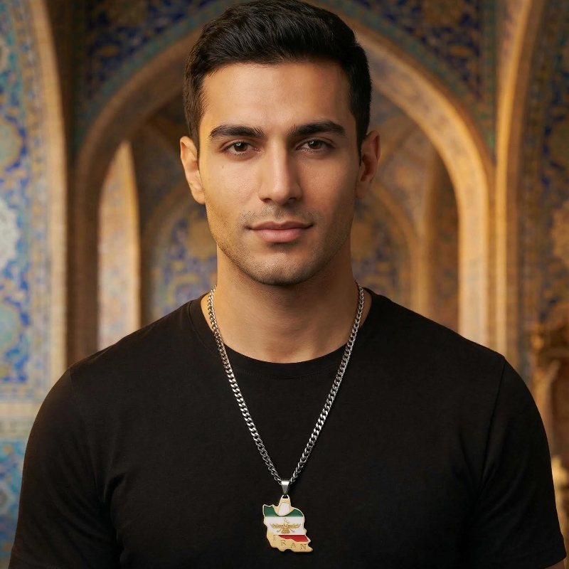 پلاک-استیل-ایران-پرچم-فروهر-طلایی