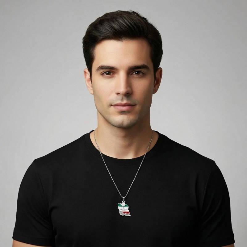 پلاک-استیل-ایران-پرچم-فروهر-نقره-ای