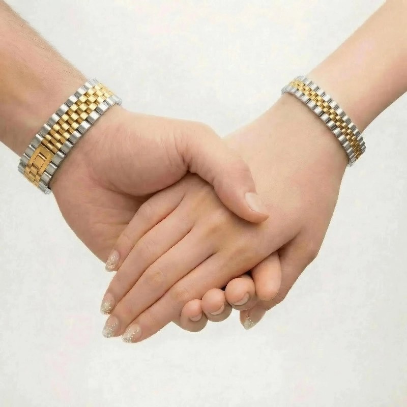 دستبند-استیل-رولکس-5-ردیفه-طلایی-نقره-ای