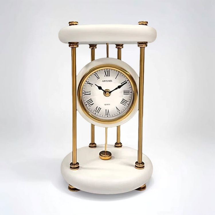 ساعت رومیزی پاندول دار آرتمیس مدل 1025 سفید طلایی