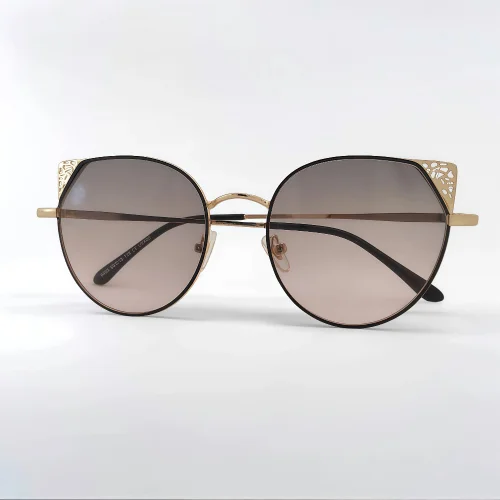 عینک آفتابی زنانه مدل کت گوشه فلزی ادول دودی قهوه ای