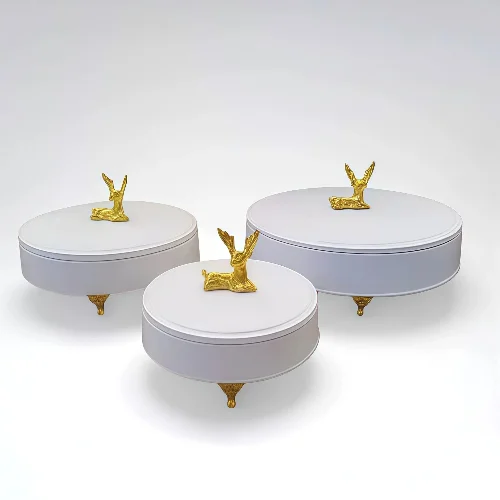 ست ظروف پذیرایی 3تیکه درب دار سنگ مصنوعی