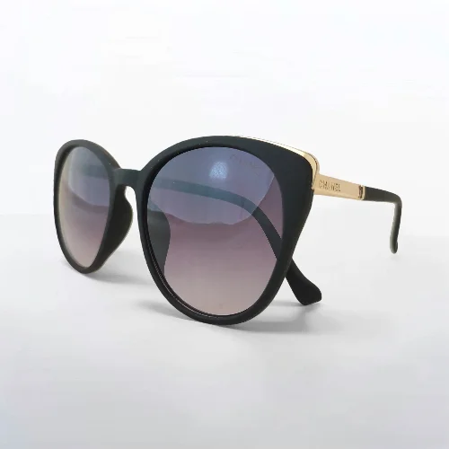 عینک آفتابی زنانه کت‌ مشکی با دسته طلایی