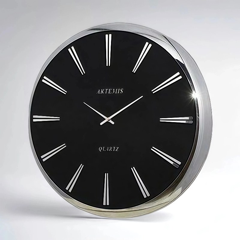 ساعت دیواری آرتمیس مدل 2045 سیلور صفحه مشکی سایز C(کوچک)