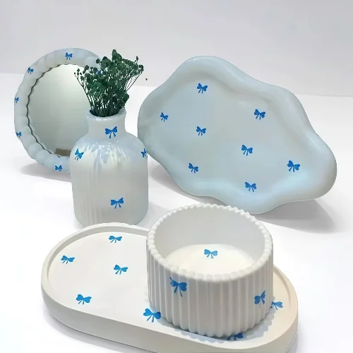 ست پاپیونی آبی سنگ مصنوعی