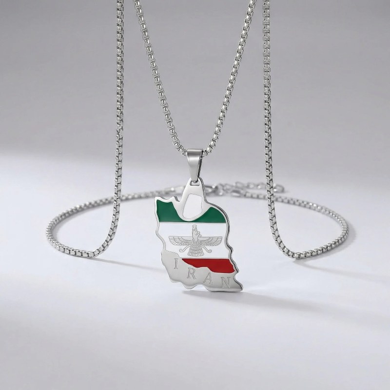 پلاک استیل ایران پرچم فروهر نقره ای